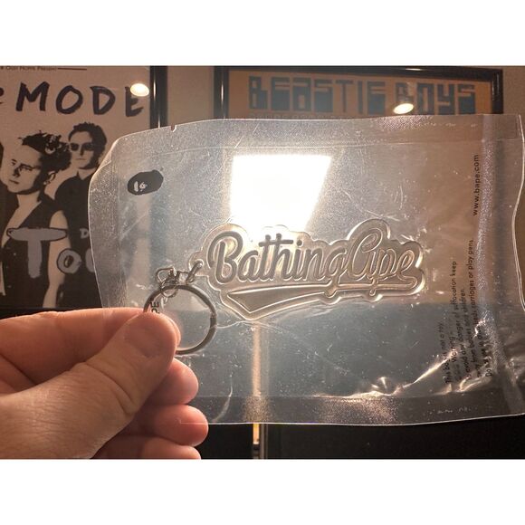 Bape - Reflective Keychain *A Bathing Ape - "Bathing Ape" Script - Black - Picture 1 of 3